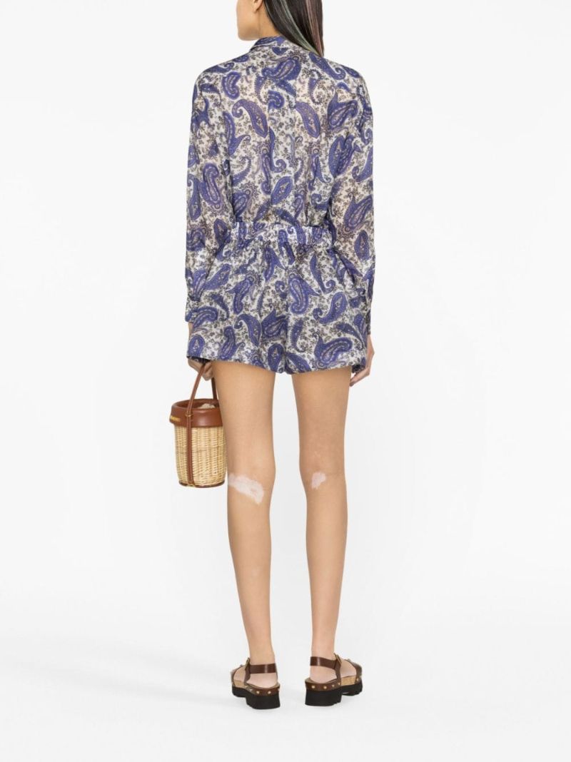 Blue Devi Paisley-print Silk Shirt