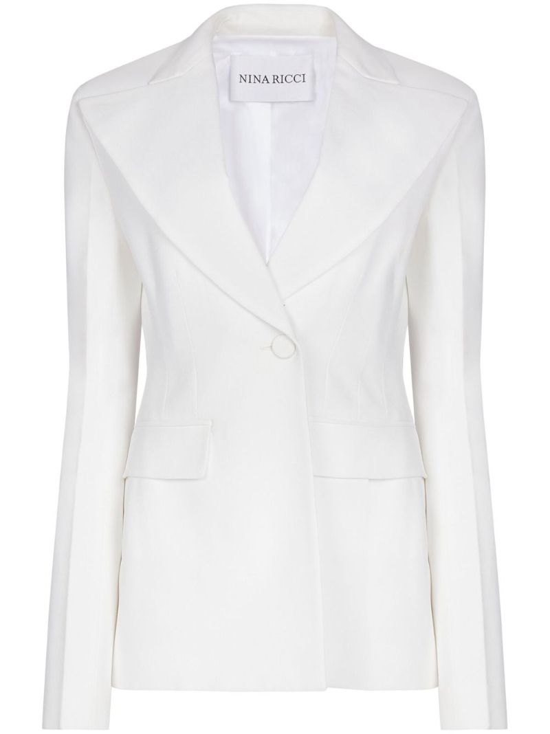 White Single-breasted Crepe Blazer