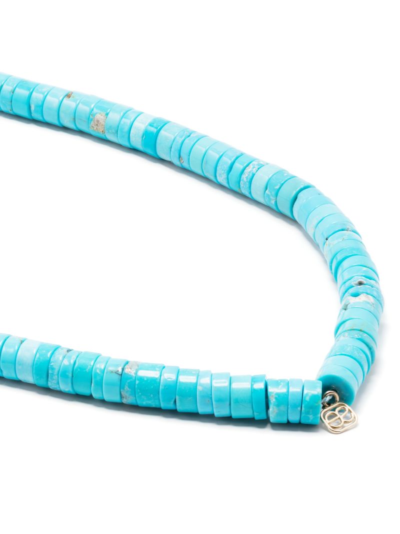 14k Gold Turquoise and Diamond Bead Necklace