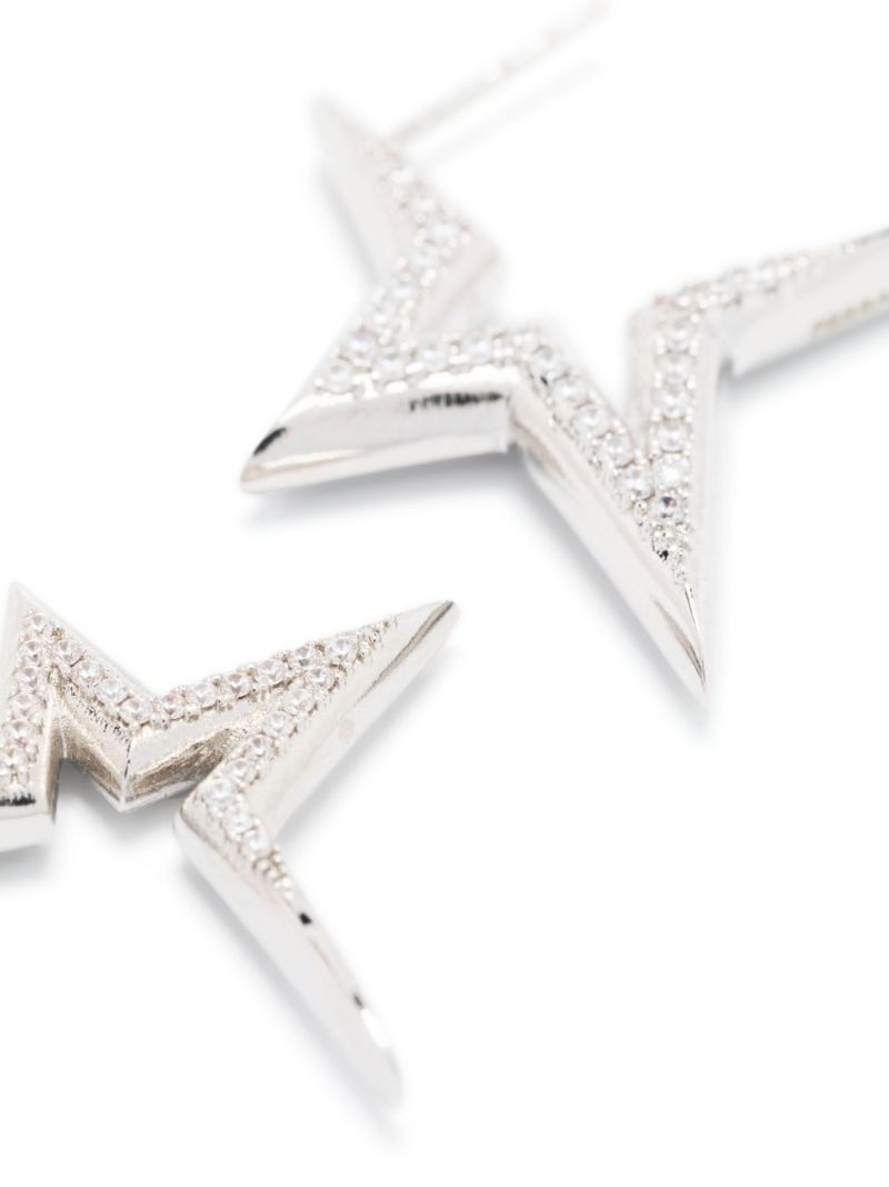 Silver-tone Star Crystal Drop Earrnigs