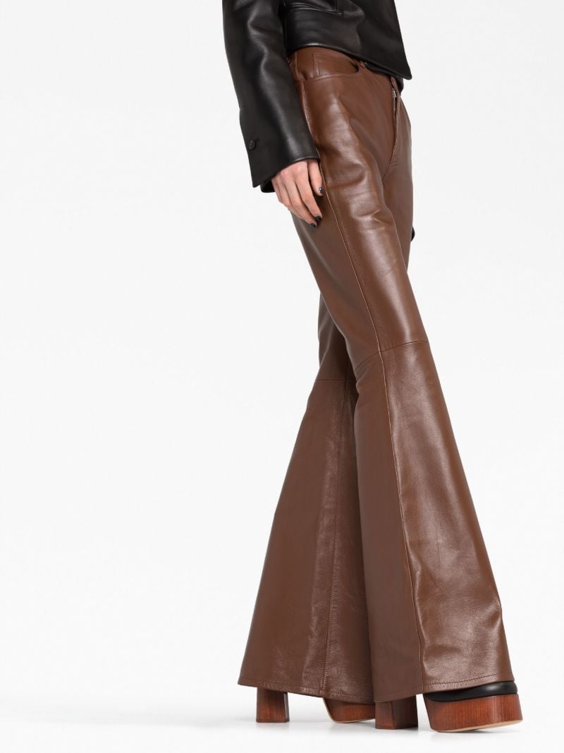 Brown Flared Leather Trousers