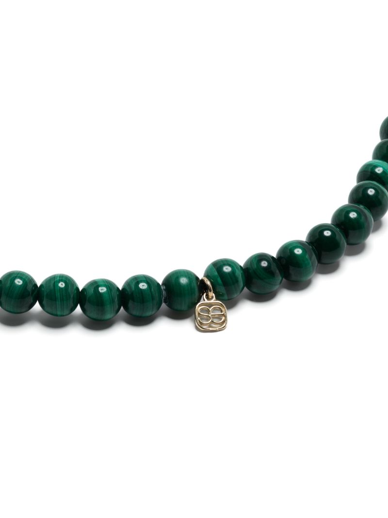 14k Yellow Gold Marquise Eye Malachite and Diamond Necklace