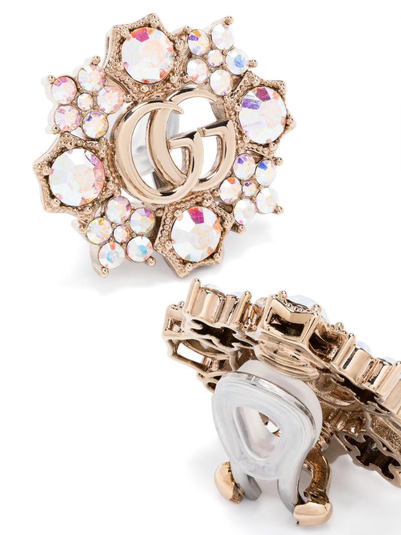 Gold-tone Gg Crystal Flower Earrings