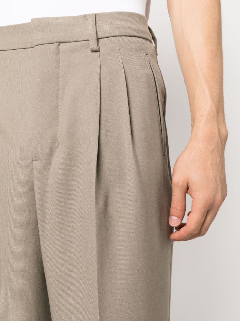 Neutral Virgin-wool Straight-leg Trousers