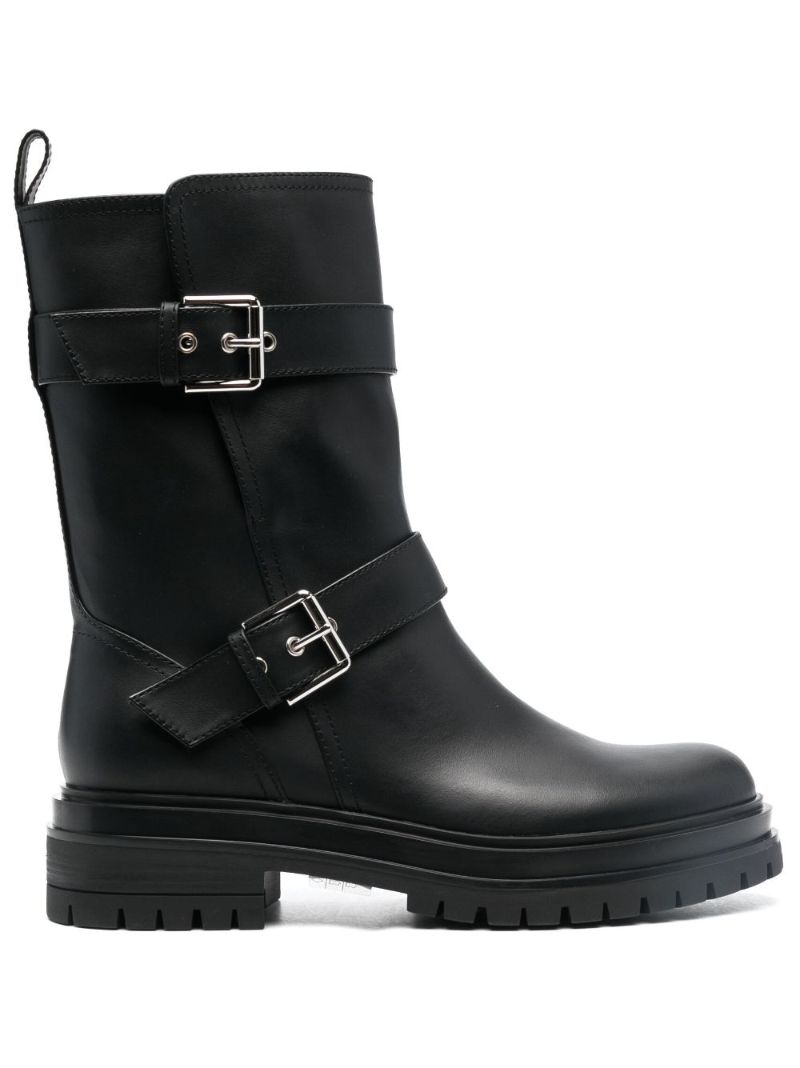 Black Amphibian Buckled Ankle Boots