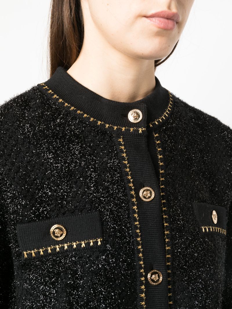 Black Medusa Lurex Tweed Cardigan