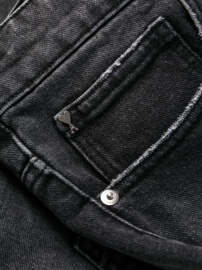 Black Mid-rise Tapered Jeans