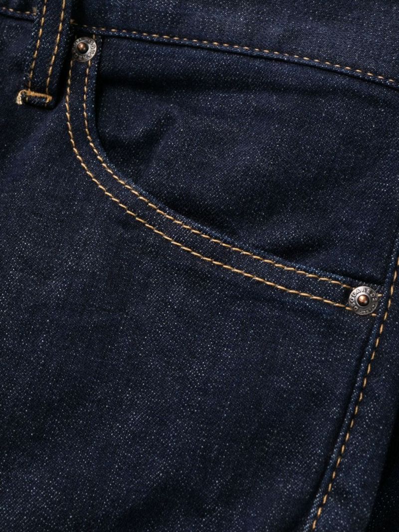 Blue Logo Patch Straight-leg Jeans