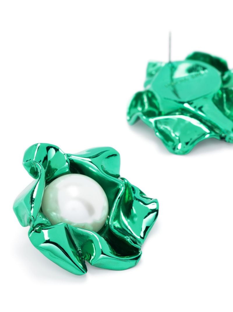 Green Titania Pearl Stud Earrings