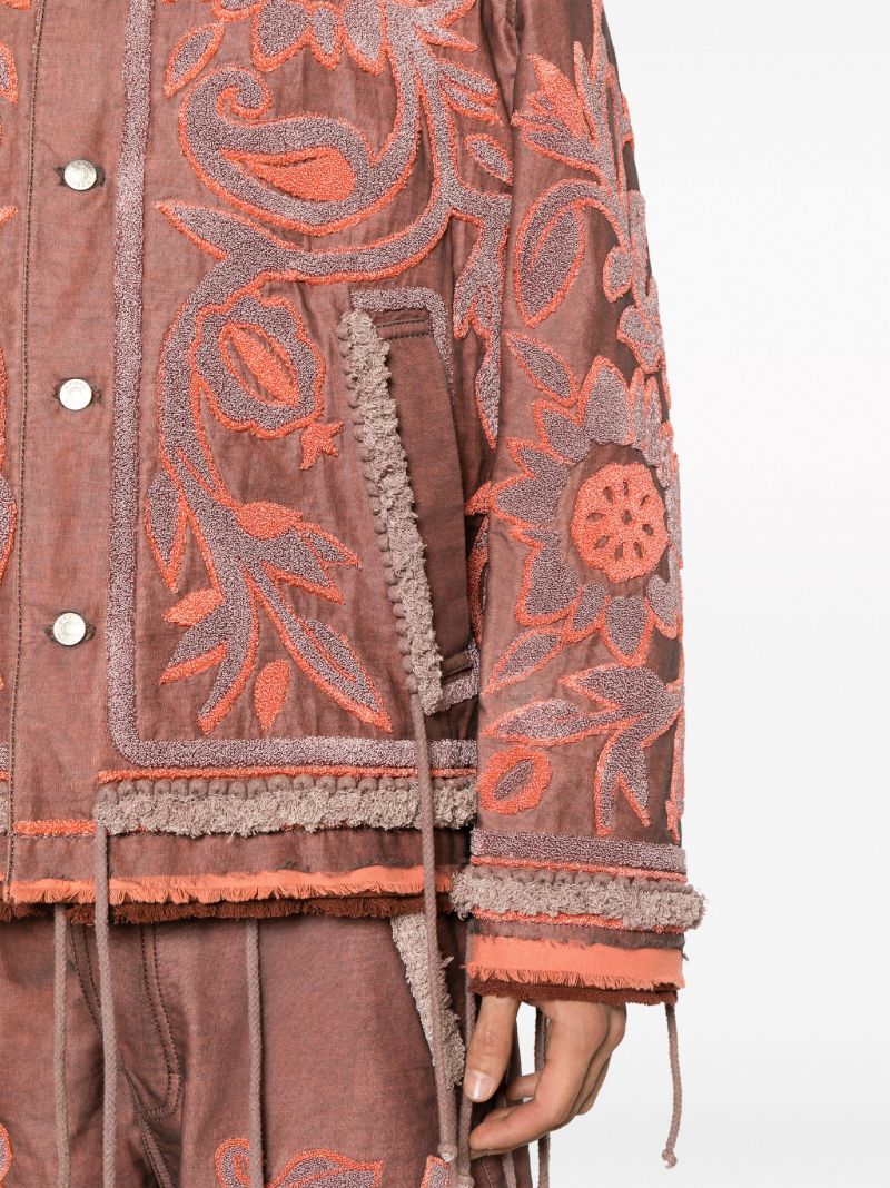 Orange Tapestry Patchwork Shirt Jacket