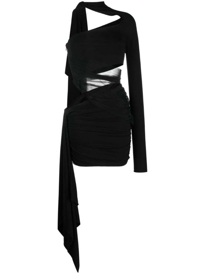 Black Asymmetric Cut-out Mini Dress