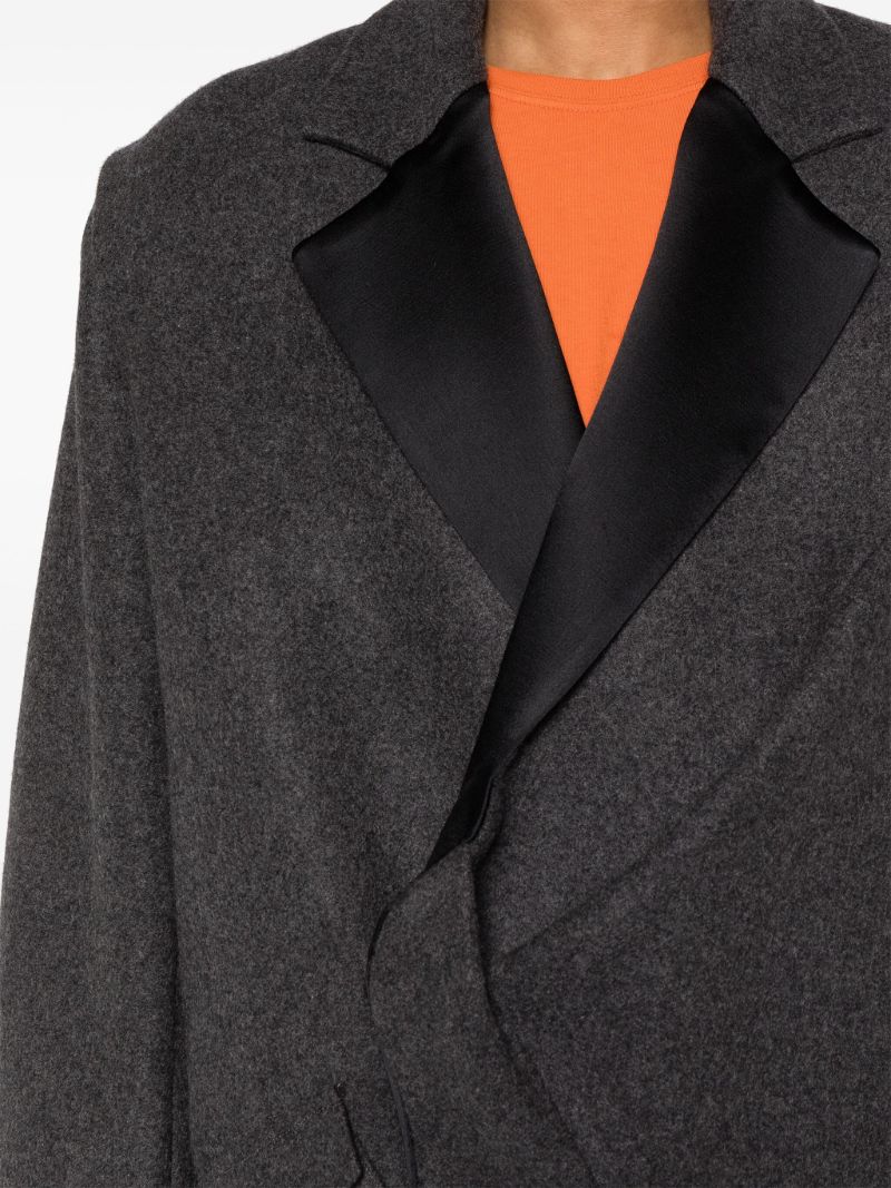 Grey Pinches Single-breasted Wool Coat