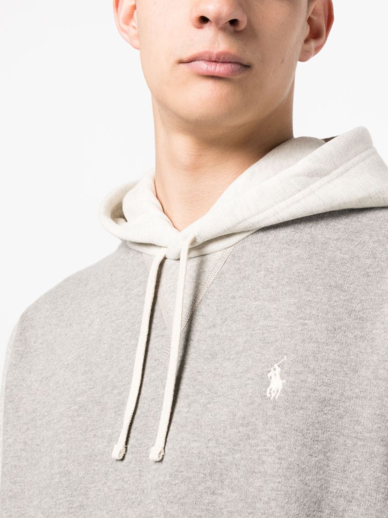 Grey Colour Block Polo Pony Hoodie