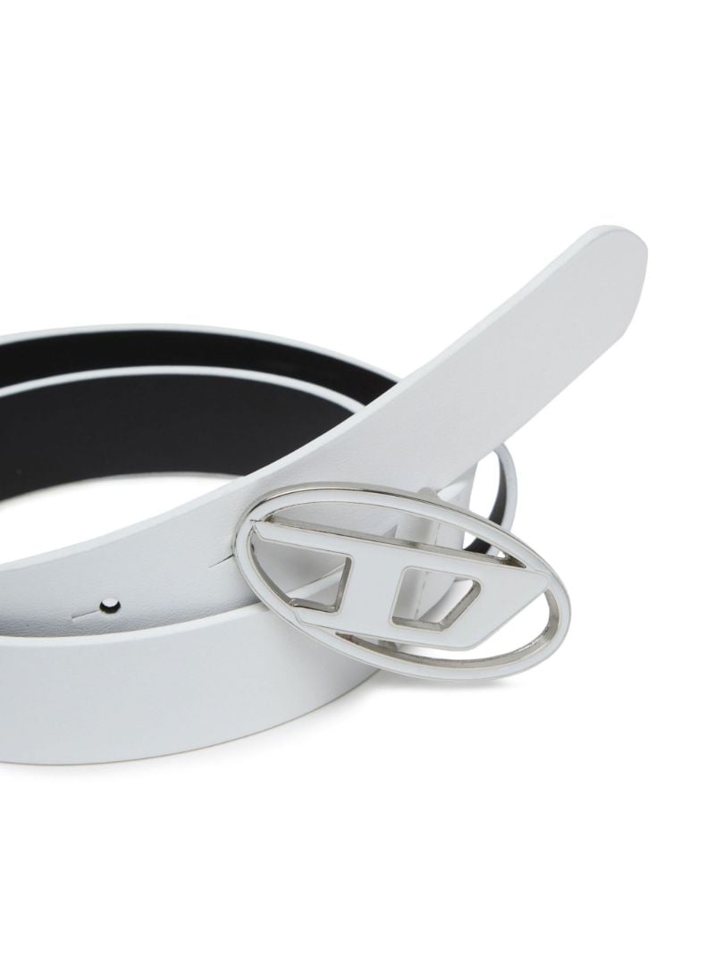 White Logo-plaque Leather Belt