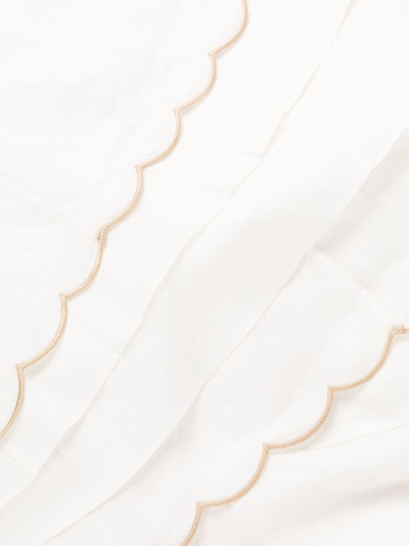 White Devi Scallop Linen Dress