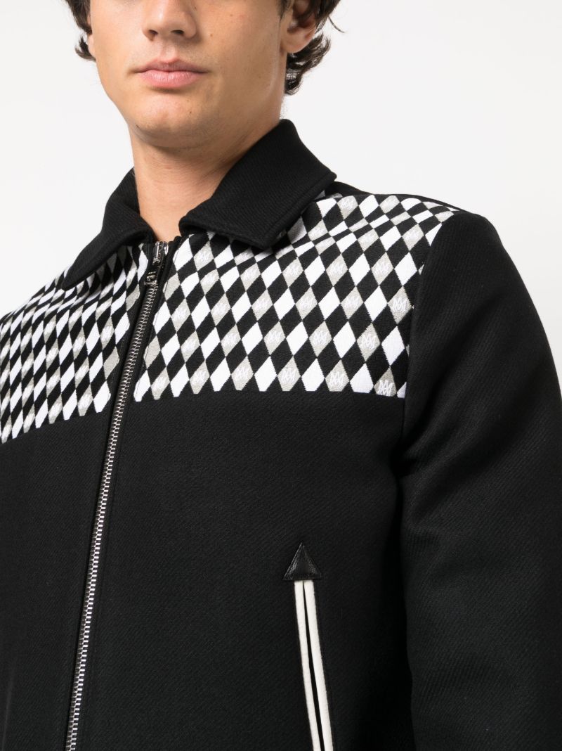 Black Diamond-pattern Wool Jacket