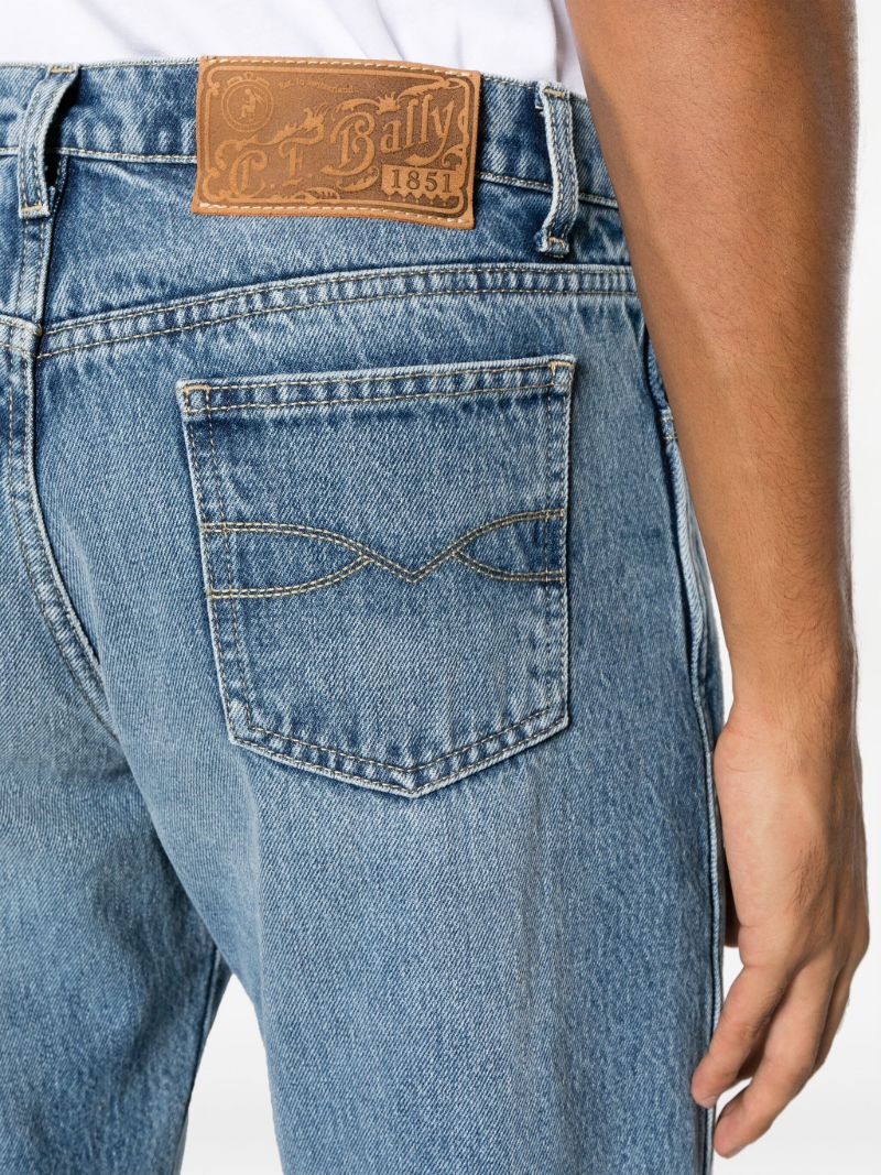 Blue Logo-patch Straight-leg Jeans