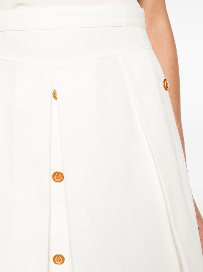 White Pleated A-line Skirt