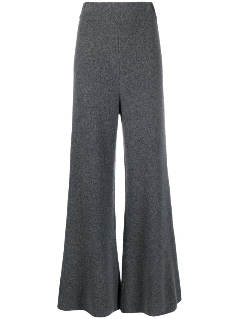 Grey Cashmere Wide-leg Trousers