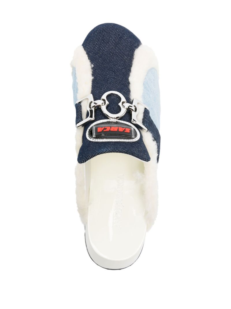 Blue Beetle Panelled Denim Mules