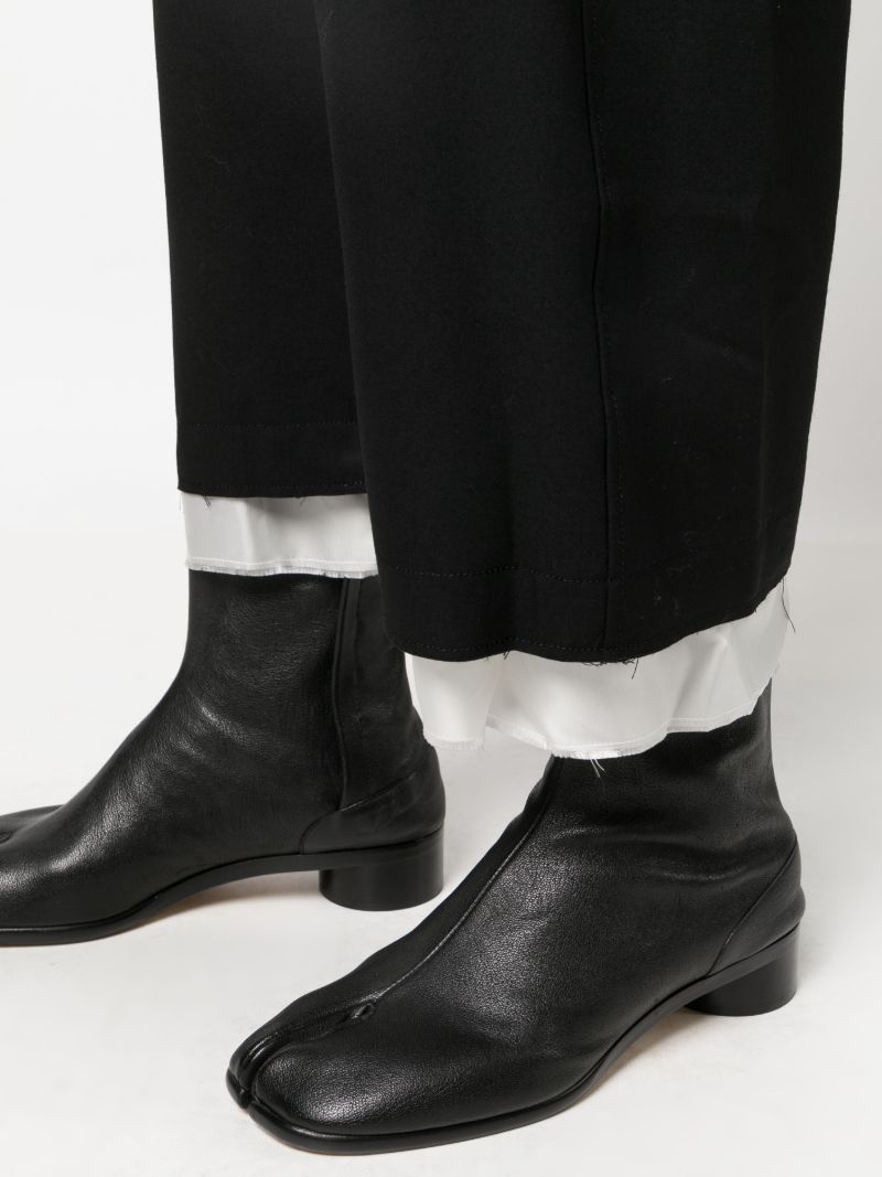 Black Wool Gabardine Cropped Trousers