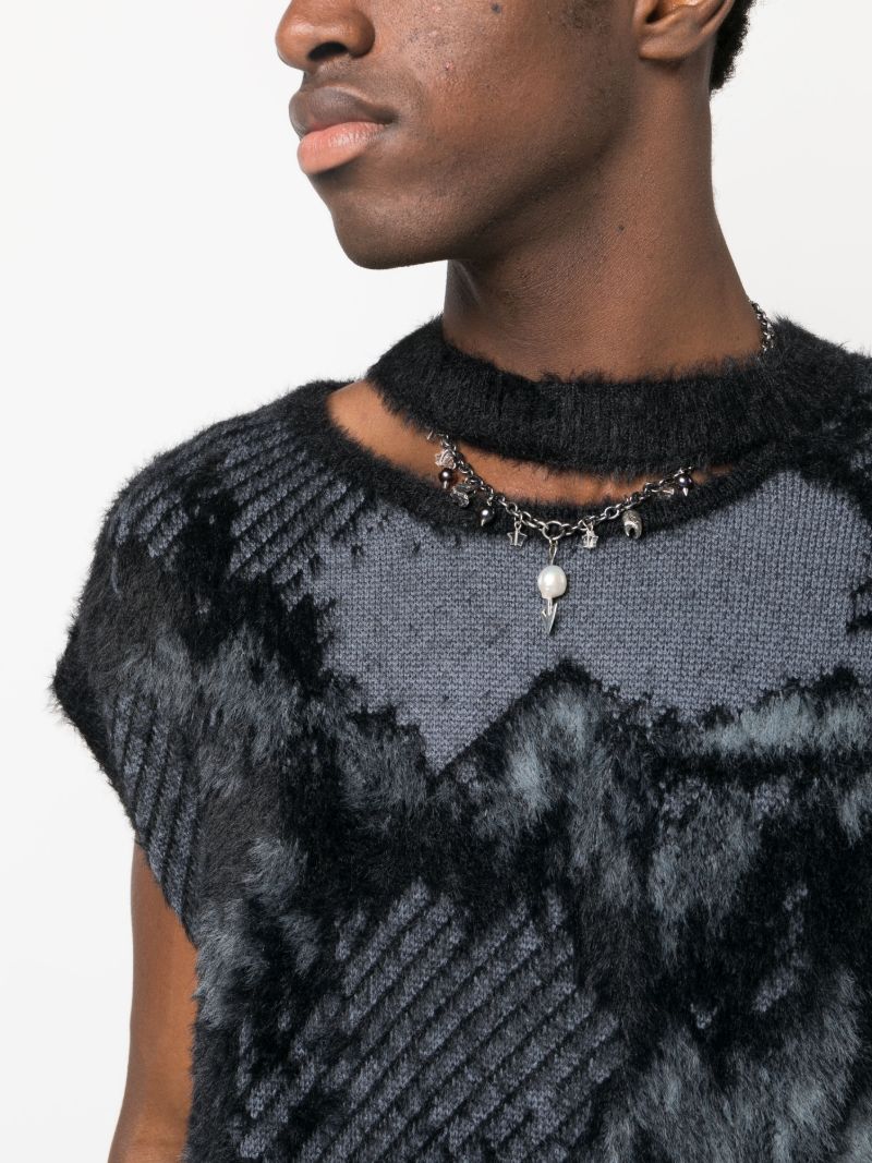 Grey Crew Neck Knitted Vest Top