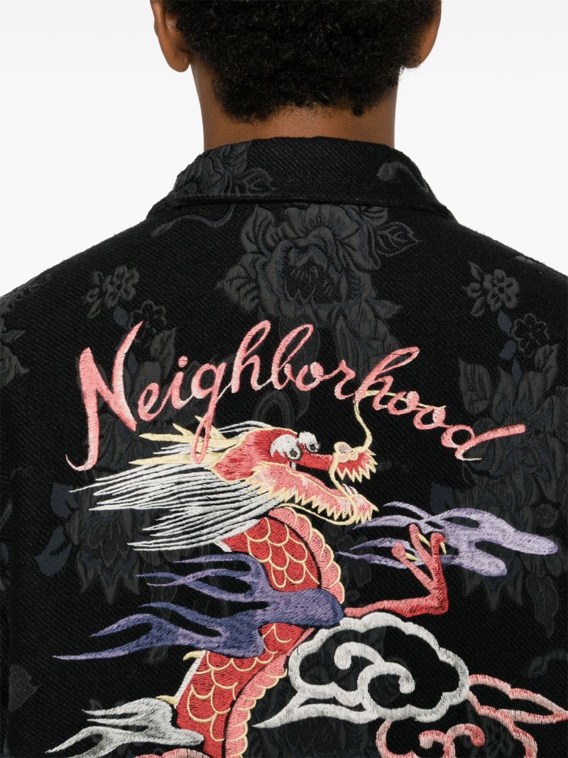 Black Souvenir Jacquard Shirt Jacket