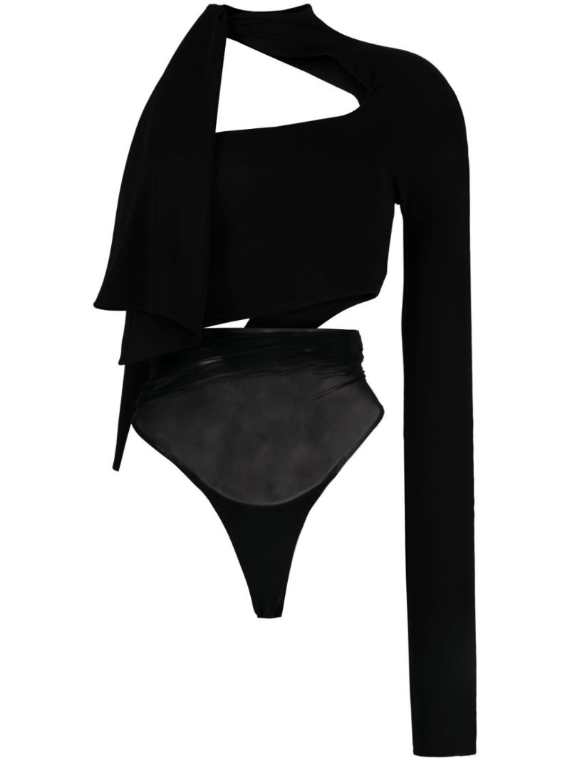 Black One Shoulder Cut-out Bodysuit