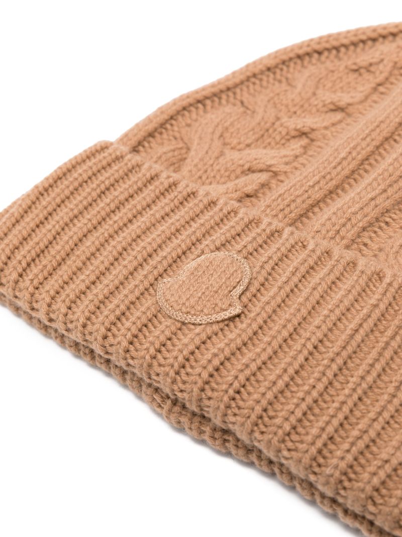 Brown Cable-knit Cashmere Beanie