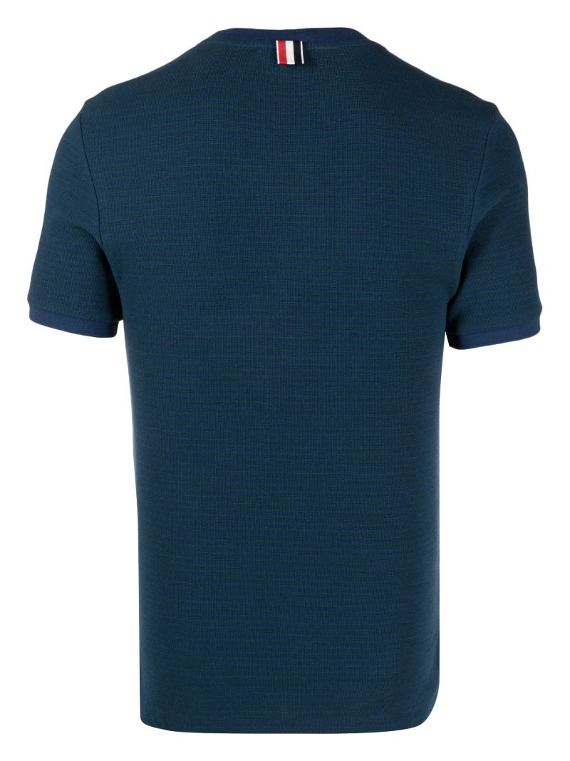 Blue Micro-waffle Cotton T-shirt