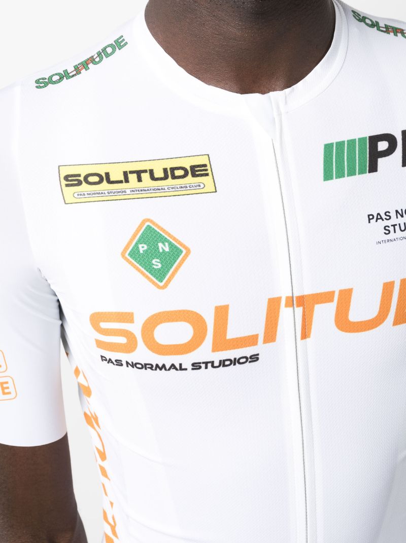 White Solitude Logo Print Cycling Top