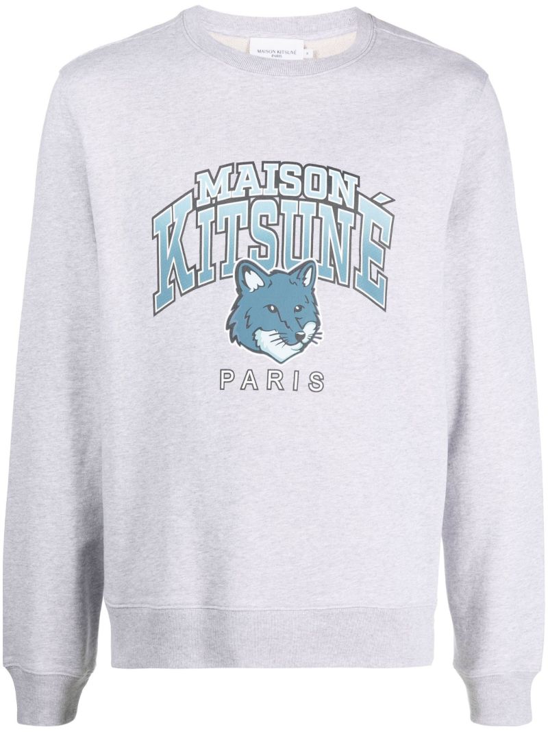 Grey Logo Print Cotton Sweatshirt