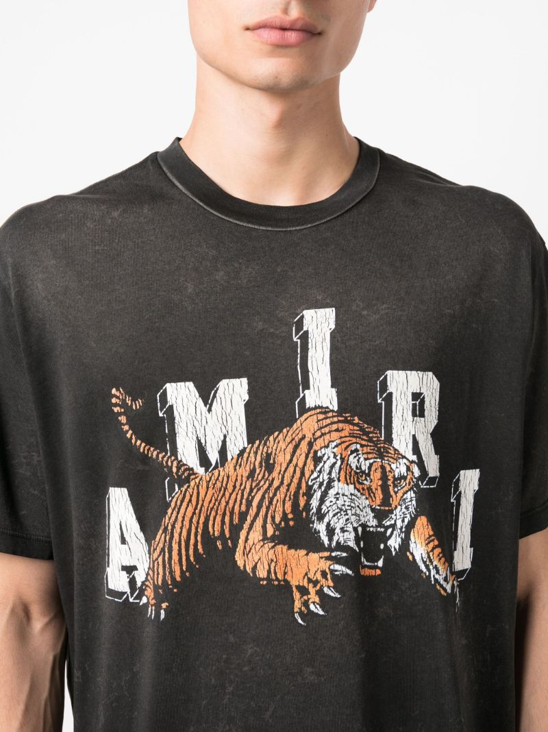 Black Vintage Tiger Cotton T-shirt