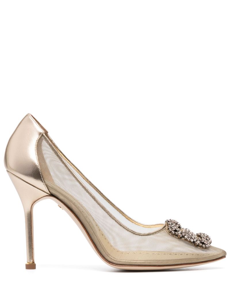 Gold-tone Hangisi 110 Mesh Pumps
