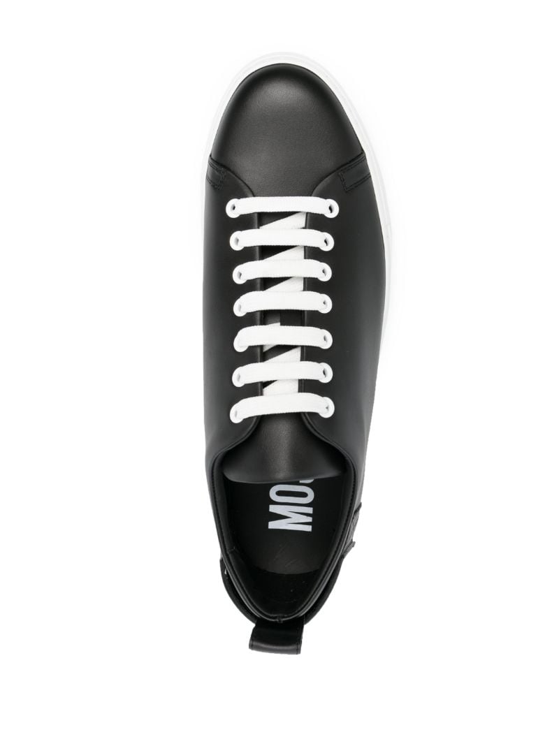 Black Raised-logo Leather Sneakers