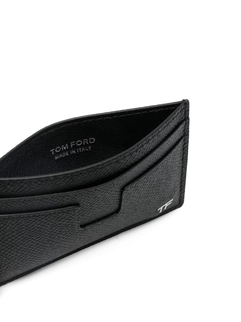 Black Tf-plaque Leather Card Holder