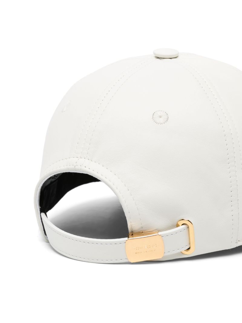 White Logo-plaque Leather Cap