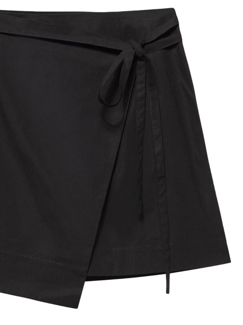 Black Cotton Wrap Mini Skirt