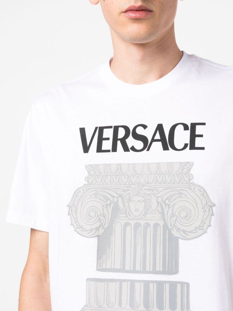 White Column Print T-shirt