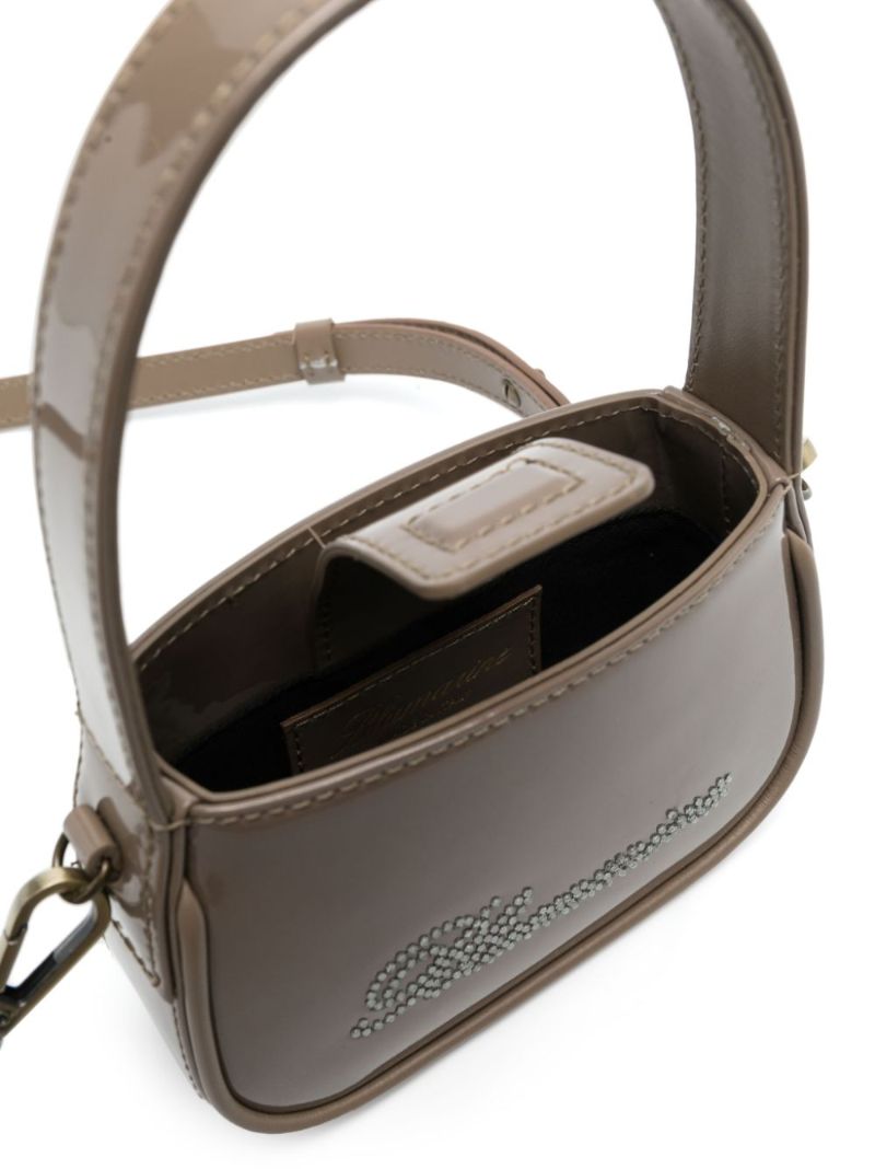 Brown Crystal-logo Leather Mini Bag