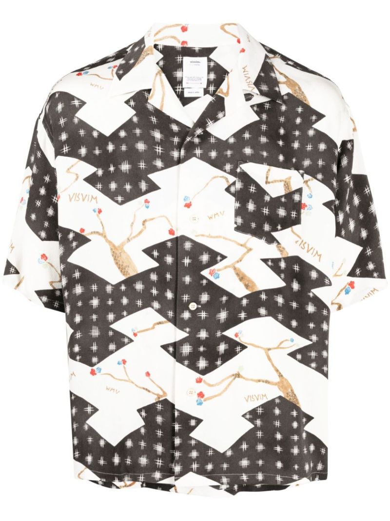 Black Graphic Print Silk Shirt