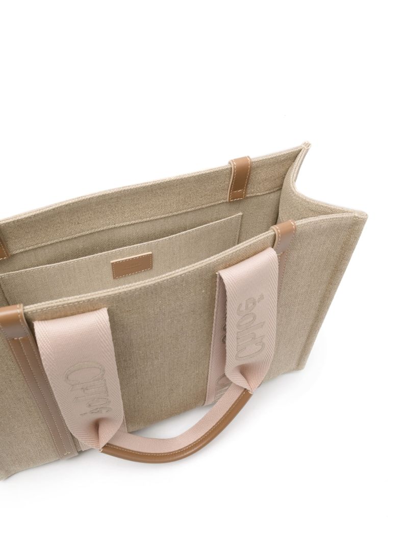 Neutral Woody Medium Linen Tote Bag