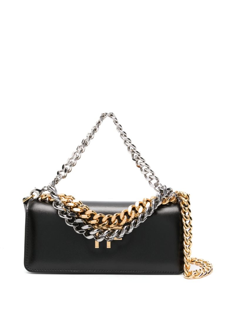 Black Triple Chain Small Leather Shoulder Bag