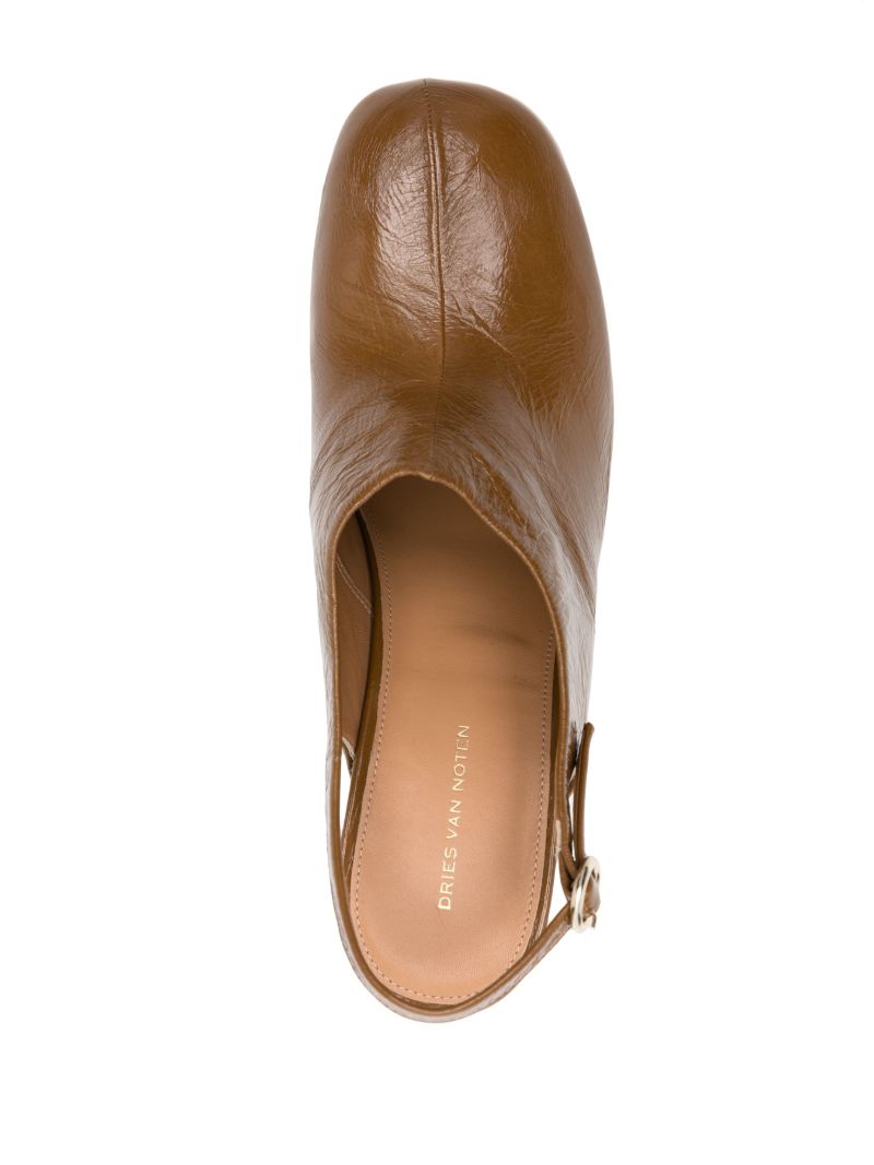 Brown Platform Leather Slingback Pumps