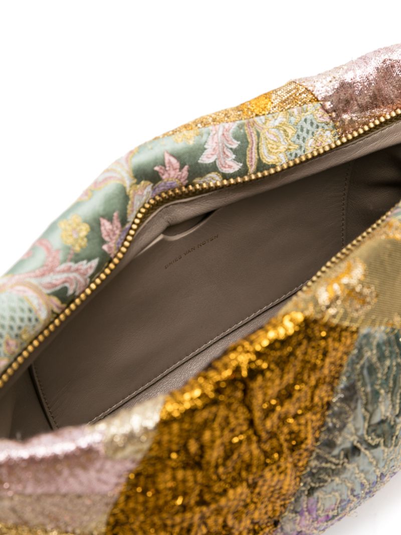 Gold Patchwork Embroidered Shoulder Bag
