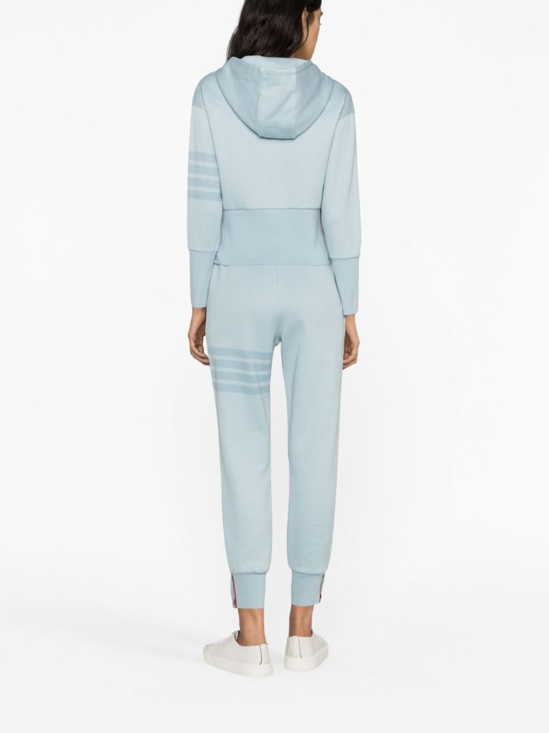Blue 4-bar Zip-up Cotton Cardigan