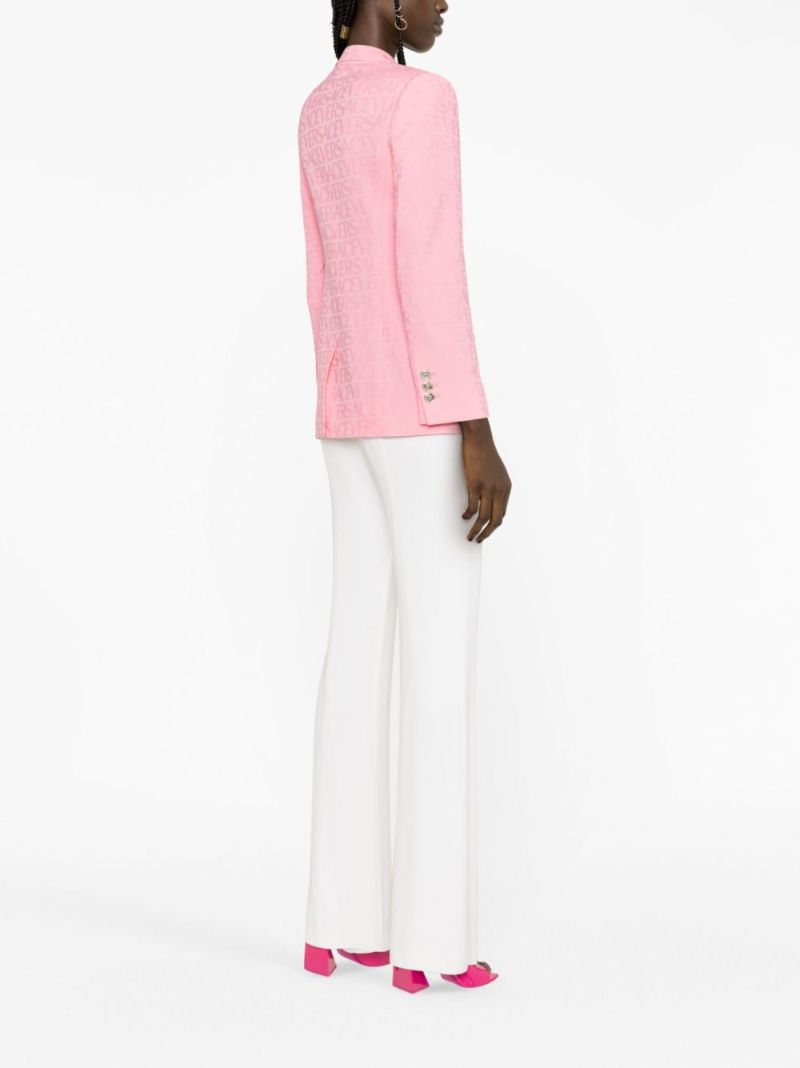 Pink Logo Jacquard Wool Blazer