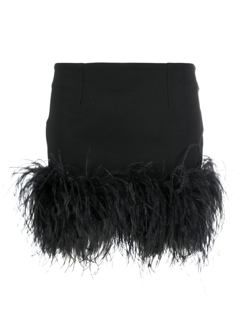 Black Haile Feather Trim Mini Skirt