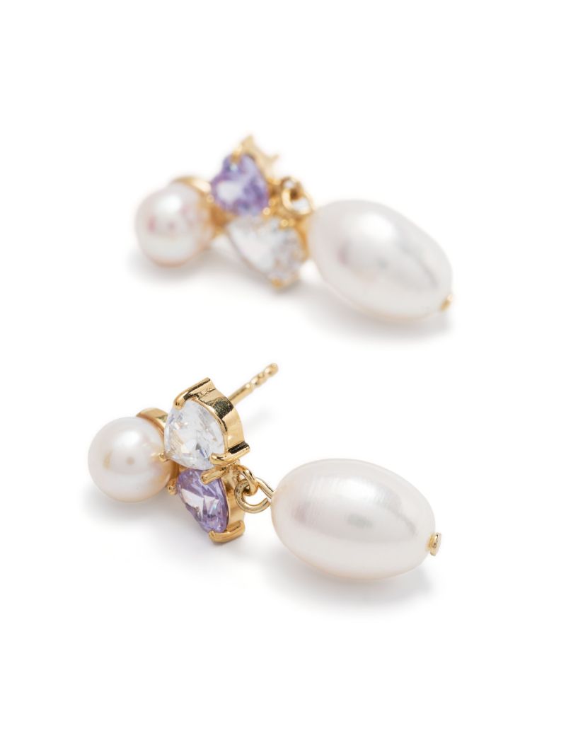 Gold Vermeil Pearl and Crystal Drop Earrings
