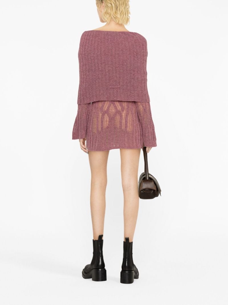 X Knwls Purple Clavicle Ribbed-knit Mini Dress